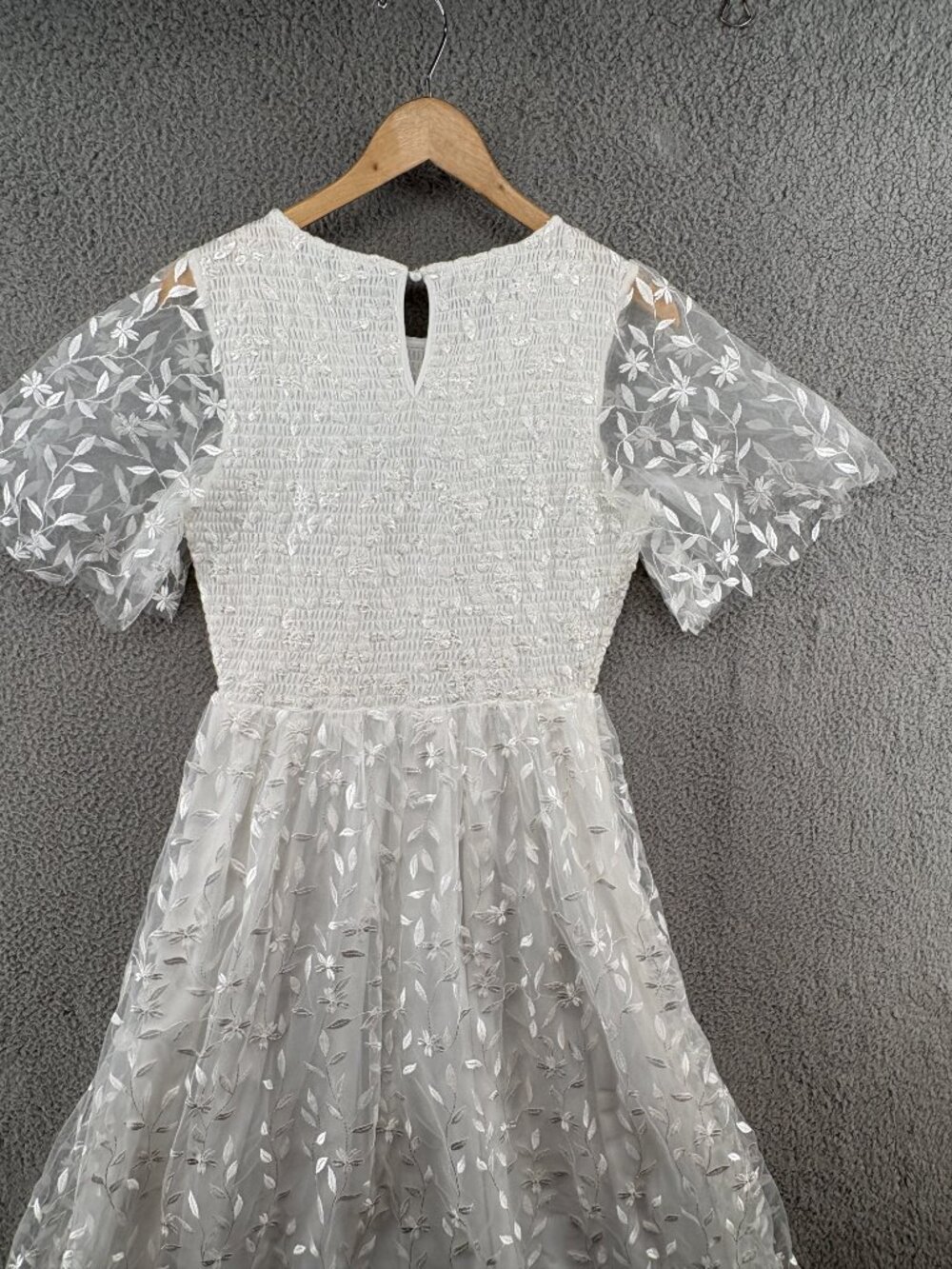 Baltic Born Kendra White Embroidered Smocked Midi Dress L NWT - Picture 11 of 15